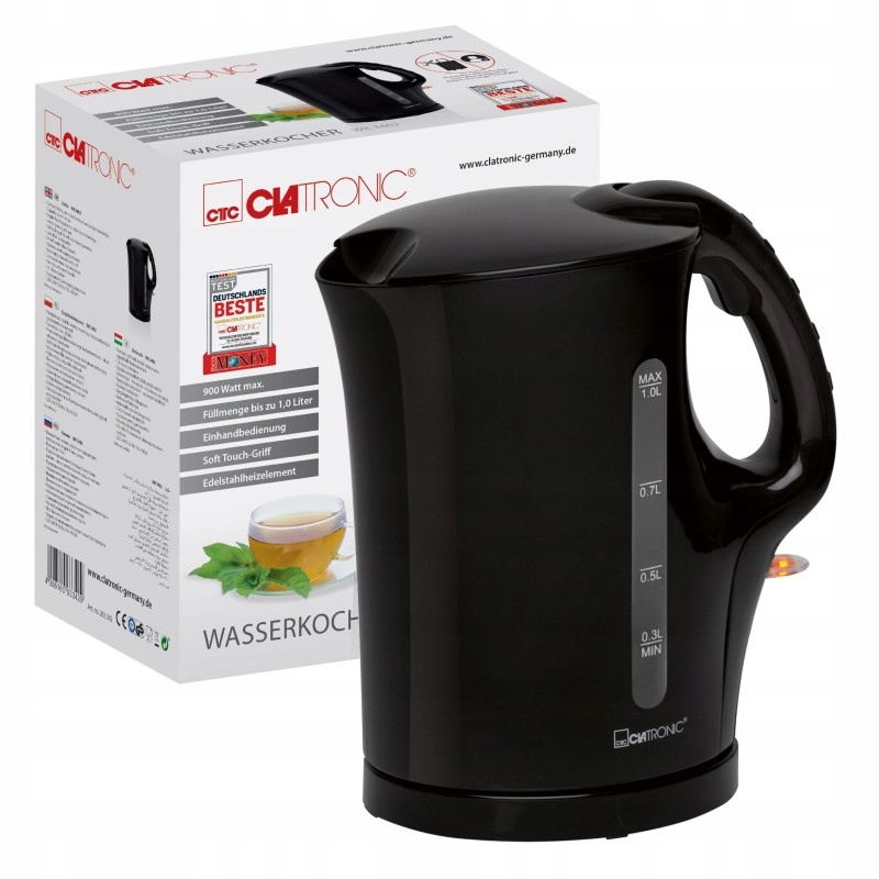 Rýchlovarná kanvica Clatronic WK 3462 900 W 1 l čierna